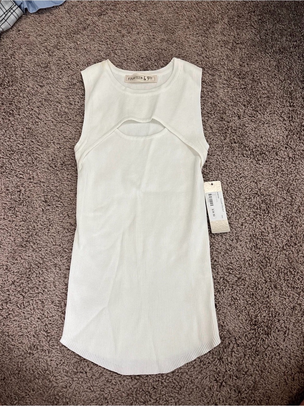 Lizard Thicket Cream Ribbed Cutout Tank